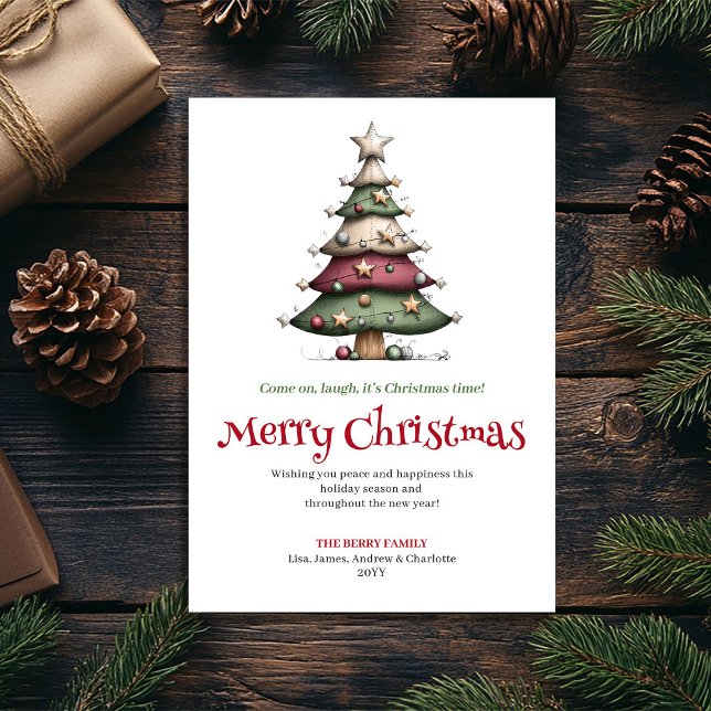 Elegant Whimsical Julgran Semesterkort Julkort (Elegant Whimsical Christmas Tree Holiday Card)