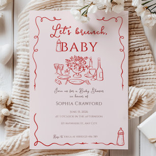 Elegant Whimsical Kritiskt Låt oss Brunch Bebis Sh Inbjudningar