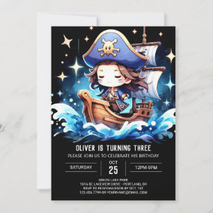 Elegant Whimsical Pirat Birthday Inbjudningar