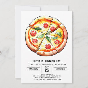 Elegant Whimsical Pizza Birthday Inbjudningar