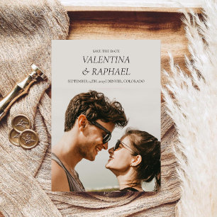 Elegant Whimsical Script Foto Bröllop Spara Datumet