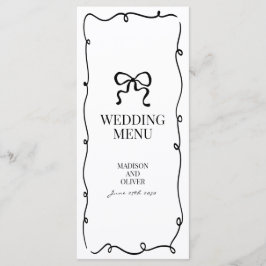 Elegant Whimsical Svart Flitig Monogram Bröllop Meny