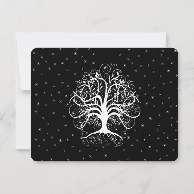 Elegant Whimsical Swirl Träd OSA Kort (Framsida)