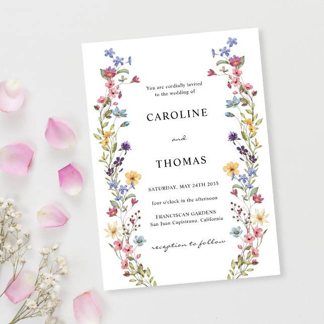 Elegant Whimsical WildblomGarden Wedding Inbjudningar (Skapare uppladdad)