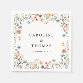 Elegant Whimsical Wildblomma Bröllop Pappersservett