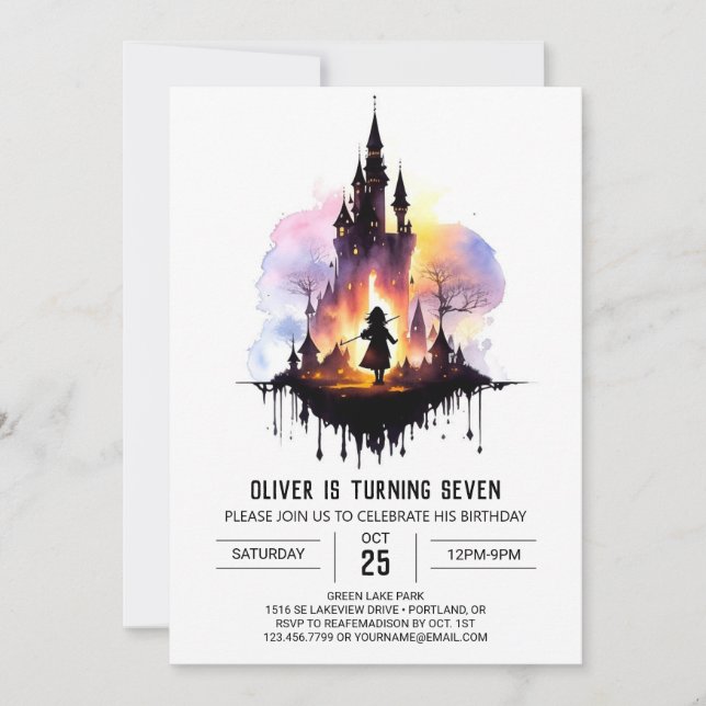 Elegant Whimsical Wizard Birthday Inbjudningar (Framsida)