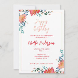 Elegant, Whimsique Flowers Birthday Inbjudningar