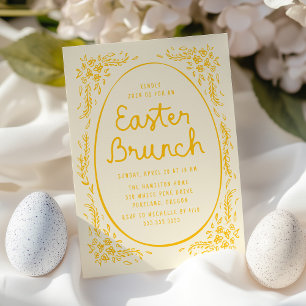 Elegant Whimsisk Gul Påskbrunch-inbjudan Inbjudningar