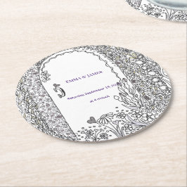 Elegant Whimsy Trädgårdsdörr Bröllop Underlägg Papper Rund