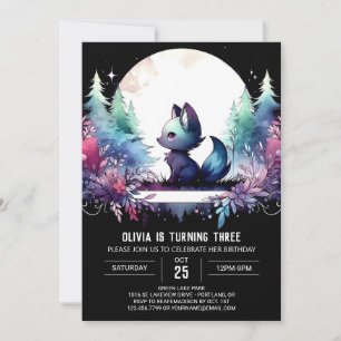 Elegant Whimsy Wolf Födelsedag Inbjudningar
