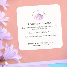 Elegant Whipped Cream Bakery Ingredient Fyrkantigt Klistermärke