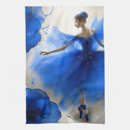 Elegant Whirl Balett i indigo blå Kökshandduk