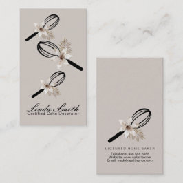 Elegant Whisk White Floral Bageri Visitkort