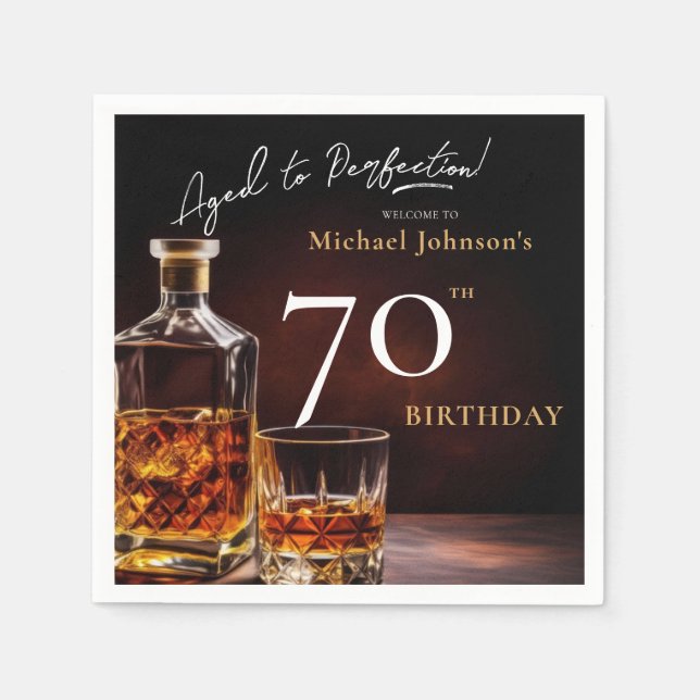 Elegant Whiskey Black Guld 70:e Födelsedagsfesten  Pappersservett (Framsidan)
