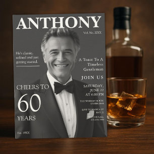 Elegant Whiskey-ThLED 60 Birthday Photo Inbjudningar