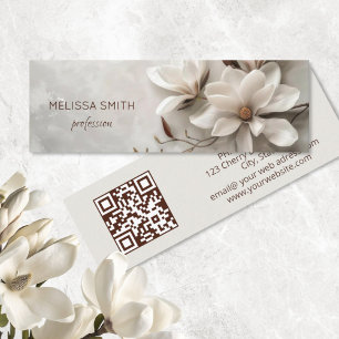 Elegant White 3D Magnolia Mini Visitkort