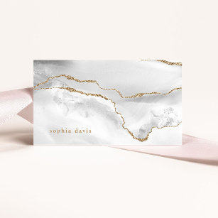 Elegant White Agate med Faux Guld Affärskort Visitkort