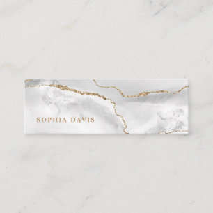 Elegant White Agate med Faux Guld Mini Visitkort