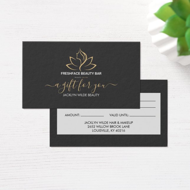 Elegant white and black beauty salon gift card visitkort (Skivbord)