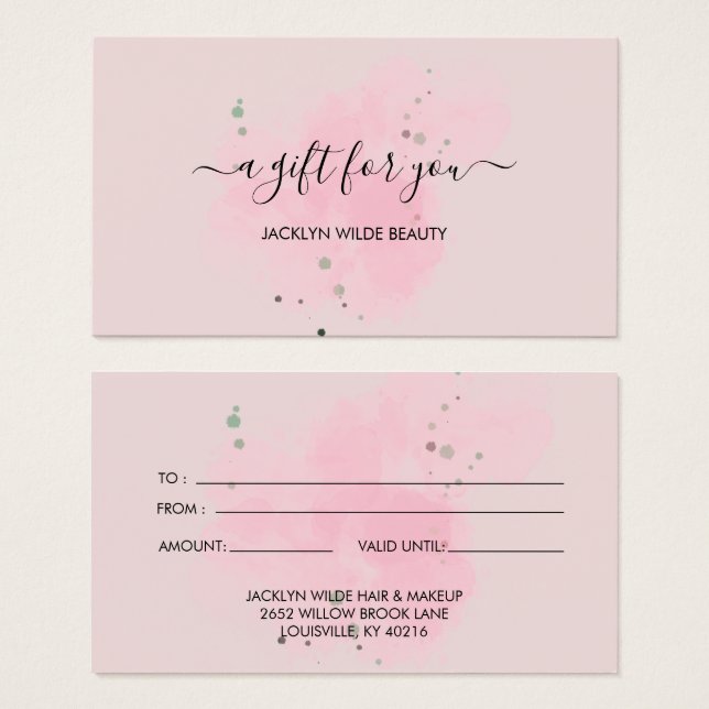 Elegant white and black beauty salon gift card visitkort (Framsida & baksida)