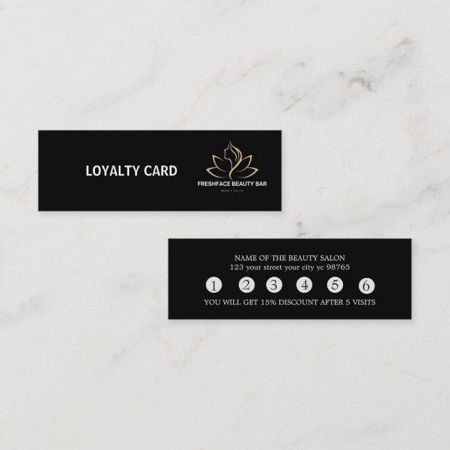 Elegant white and black beauty salon lojalitetskort (Fram/baksida)