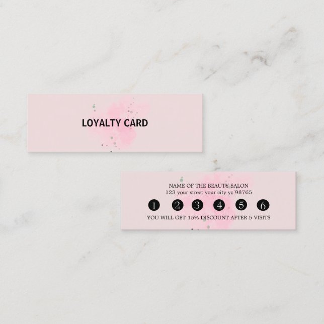Elegant white and black beauty salon lojalitetskort (Fram/baksida)