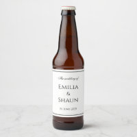 Elegant White and Black Beer Bröllop-etikett