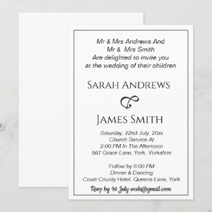Elegant White and Black Calligraphy Bröllop Inbjudningar