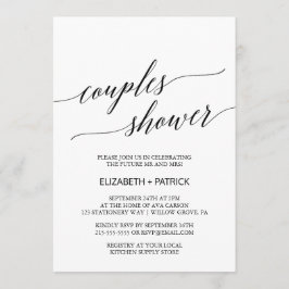 Elegant White and Black Calligraphy Par Shower Inbjudningar