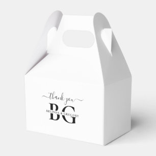 Elegant White and Black Monogram Initialer Bröllop Presentaskar