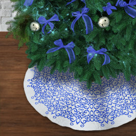 ELEGANT WHITE AND BLUE CHRISTMAS DAMASK CLASSY JULGRANSMATTA BORSTAD POLYESTER