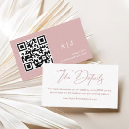 Elegant White and Dusty Rosa Bröllop webbplats Tilläggskort