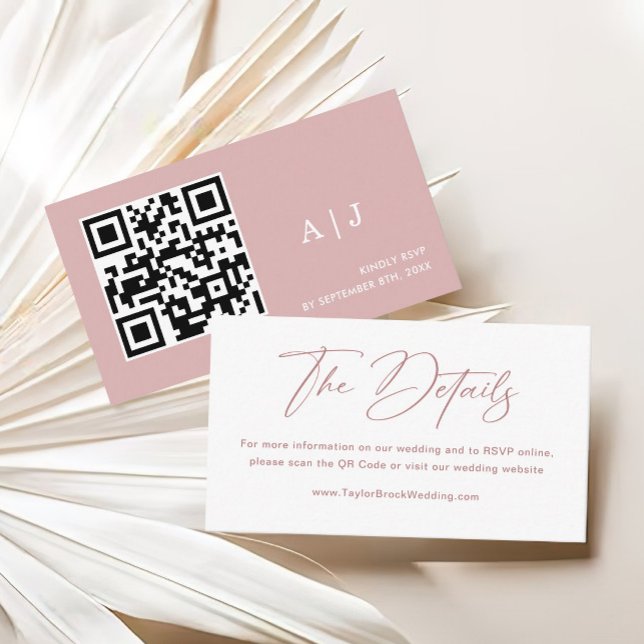 Elegant White and Dusty Rosa Bröllop webbplats Tilläggskort (Skapare uppladdad)