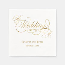 Elegant White and Faux Gold Calligraphy Wedding