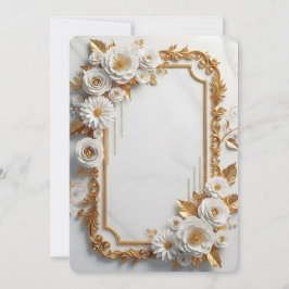 Elegant White and Gold Floral Frame Inbjudningar