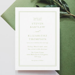 Elegant White and Green Wedding Inbjudningar
