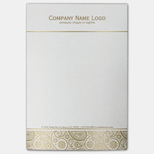 Elegant White and Guld Blommigt Paisley 2 Post-it Block