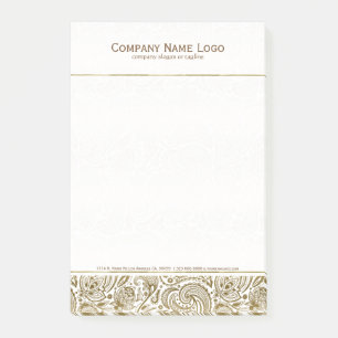 Elegant White and Guld Blommigt Paisley Post-it Block