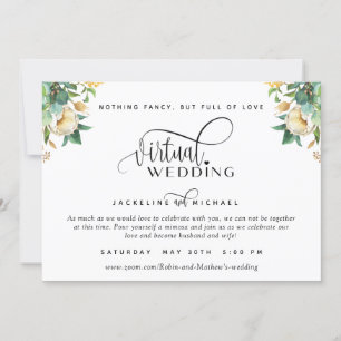 Elegant White and Honung Blommigt Virtuellare Bröl Inbjudningar