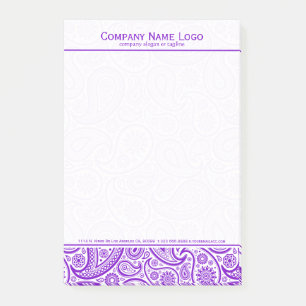 Elegant White and Lila Blommigt Paisley Post-it Block
