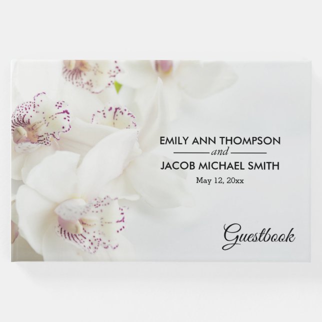 Elegant White and Lila Orchids | BRÖLLOP Gästböcker (Framsida)