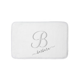 Elegant White Anpassningsbar Monogram Namn Badrumsmatta