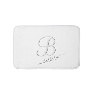 Elegant White Anpassningsbar Monogram Namn Badrumsmatta