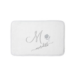Elegant White Anpassningsbar Monogram Namn Badrumsmatta