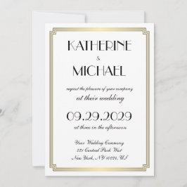 Elegant White Art Deco Wedding Invitations Inbjudningar