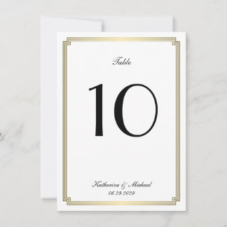 Elegant White Art Deco Wedding Table Number Inbjudningar