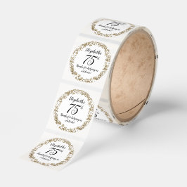 Elegant White Black and Gold 75th Birthday Runt Klistermärke