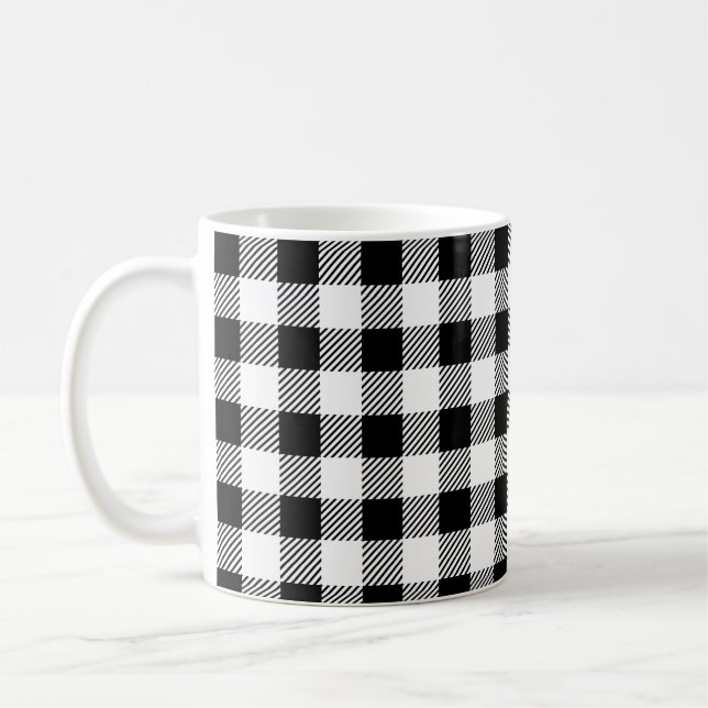 Elegant White & Black Buffalo Play Kaffemugg (Vänster)