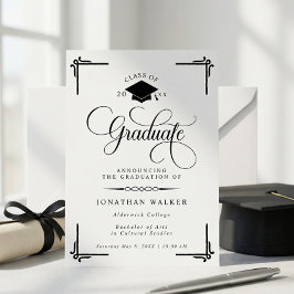 Elegant White Black College Graduation  Meddelande
