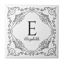 Elegant White Black Decorative Namn Monogram